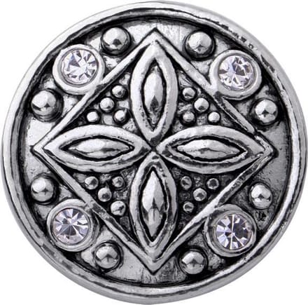 Quiges - Dames Click Button Drukknoop 18mm Ornament Bloem Symbool met Zirkonia - EBCM363