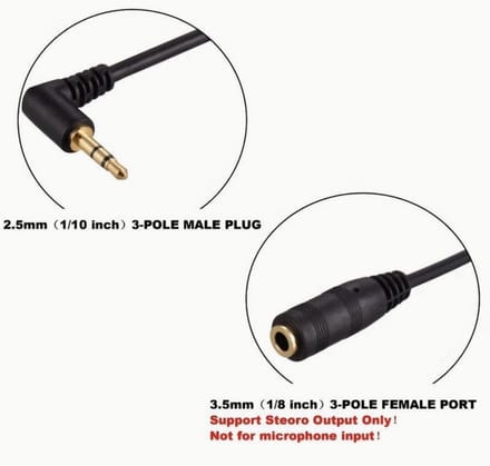 3,5mm Jack haaks (m) - 2,5mm Jack (v) adapter - 0,15 meter