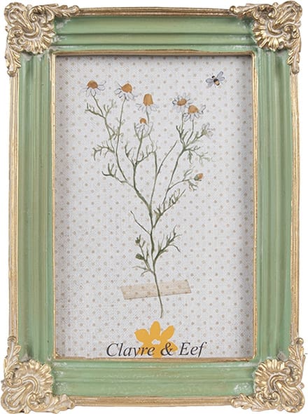 Clayre & Eef Fotolijst 10x15 cm Groen Polyresin