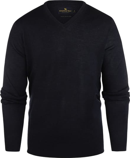 Steppin' Out Trui V-hals Merinowol Navy - Maat 3XL - Heren