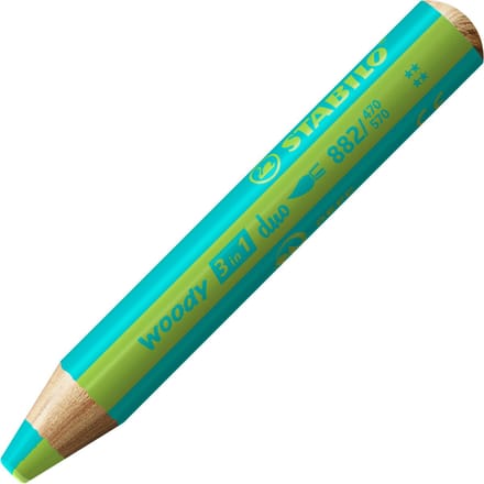 STABILO woody 3in1 duo Multitalent Potloden - Turquoise/Blad Groen