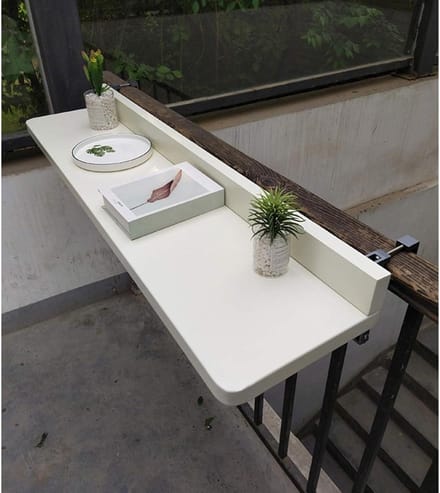 Opklapbare bijzettafel - Balkontafel hangend - Buiten zitten - Verstelbaar ontwerp - 80 x 40 cm - Wit