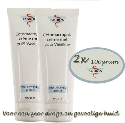 Fagron Cetomacrogolcrème Met 20% Vaseline - 2x100 ml voordeelverpakking