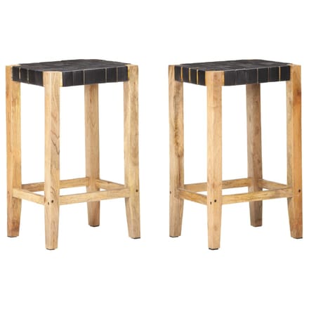 vidaXL - Barkrukken - 2 - st - echt - leer - 75 - cm - zwart