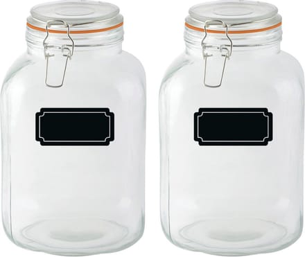 Weckpotten/inmaakpotten - 2x - 3L - glas - met beugelsluiting - incl. etiketten