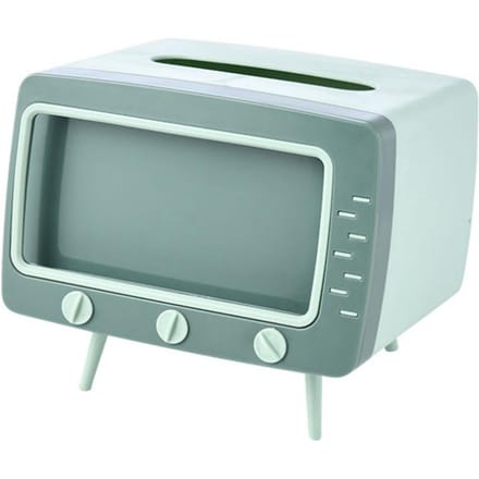 Support de téléphone 2 en 1 en forme de TV, boîte à mouchoirs, porte-serviettes de bureau, étui pour téléphone portable white