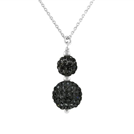 Crystal Preciosa Duo Necklace Black Silver 925