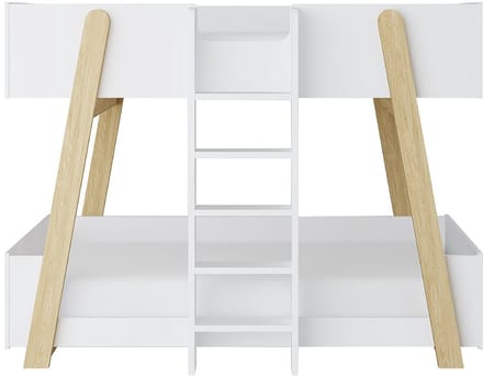 Vente-unique Stapelbed hout natuurlijk licht, wit 90 x 190 cm