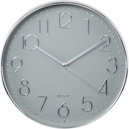 Hama Wandklok "Elegance", Ø 30 cm, geluidsarm, zilver/grijs