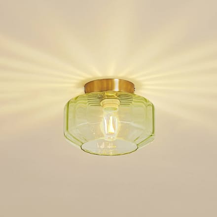 Lindby - plafondlamp - 1licht - Glas, ijzer - H: 15.3 cm - E27 - groen, messing