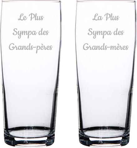 Bierfluitje gegraveerd - 19cl - Le Plus Sympa des Grands-Pères & La Plus Sympa des Grands-mères