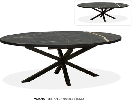 Maxfurn - Ovale uitschuiftafel 200/260 | Zeer krasvast | Kleur: Marble Bromo
