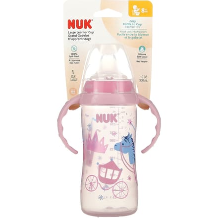 NUK, grote leerbeker, vanaf 8 maanden, prinses/roze, 300 ml (10 oz) white