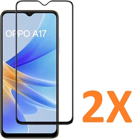 Volledige dekking Screenprotector Glas - Tempered Glass Screen Protector Geschikt voor: Oppo A17 - 2x