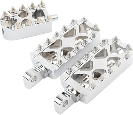 Motorfiets Voetsteunen - Brede Pedalen - Verbeterde Grip - CNC Aluminium - Chroom