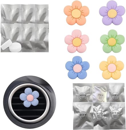 6 stuks etherische olie luchtverfrissers voor auto, aromatherapie diffuser met 12 sponzen en ventilatieclip