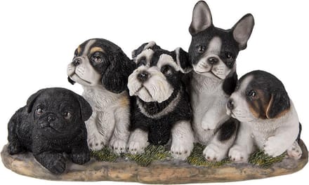 Clayre & Eef Beeld Hond 33x12x17 cm Zwart Wit Kunststof