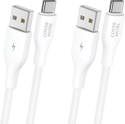 Usb A naar usb C kabel - 1 meter - Oplaadkabel - Geschikt voor opladen android smartphone met usb C ingang - 2 stuks - Wit