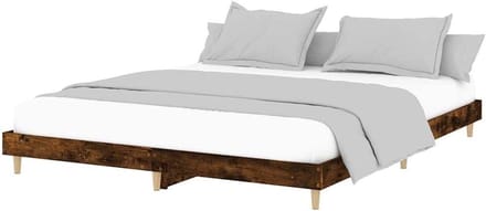 Bedframe Hout - Tweepersoonsbed Frame - Goede Nachtrust - Multiplex Lattenbodem - 120x200 cm - Gerookt Eiken