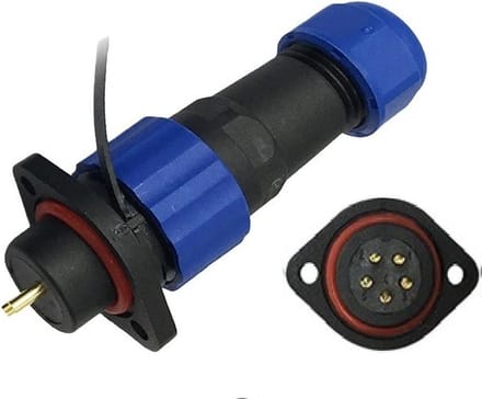 Male + chassis connector - 12/24V - waterdichte kabelverbinder - 5 aderig - IP68