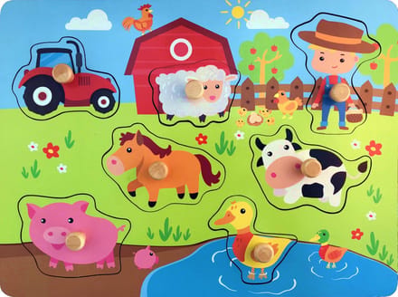 Houten vormenpuzzel boerderij dieren vanaf 1 jaar