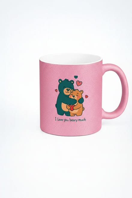 Roze Mok 'I Love You Beary Much' met Liefdevolle Beren - Grappig Cadeau
