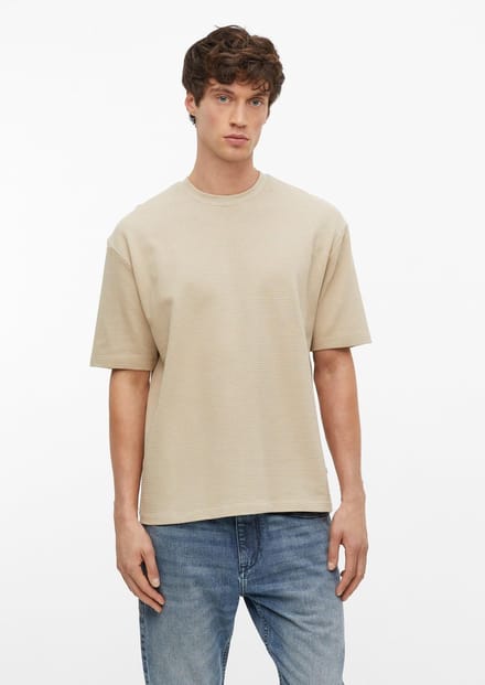 s.Oliver - male - Katoenen T-shirt met geribde structuur in een moderne pasvorm