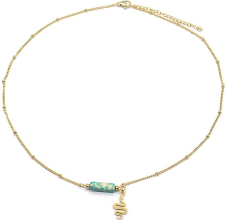 Ketting - Steen en Slang - RVS - Lengte 40-45 cm - Goudkleurig