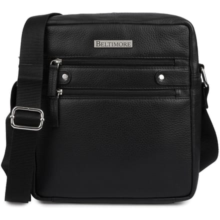 Leren Herentas Schoudertas Kleine Crossbody Zwart Elegante Beltimore