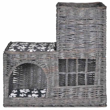 vidaXL - Kattenbed/huis/kasteel - met - kussen - wilgen