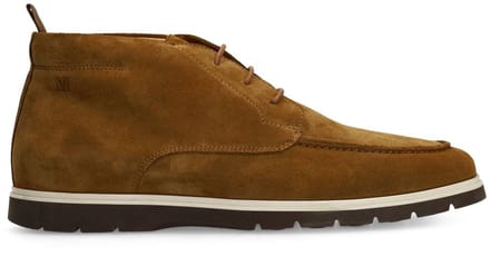 Manfield - Heren - Cognac suède veterschoenen - Maat 41