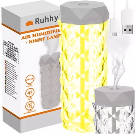 Ruhhy Luchtbevochtiger en Nachtlampje - 2-in-1 - Rozen-effect LED en 400 ml Capaciteit
