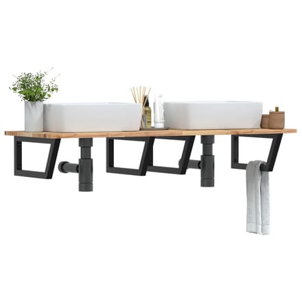 vidaXL - Badkamer - wandschap - staal - en - massief - acaciahout