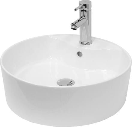 Wastafel incl. afvoerset wit met overloop Ø 46x15,5 cm wit keramiek LuxeBath