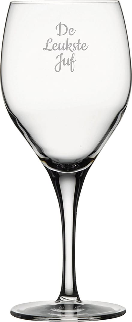 Gegraveerde Rode wijnglas 42,5cl De Leukste Juf