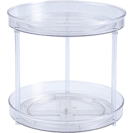 Organisateur rotatif Transparent Double couche, support d'assaisonnements de cuisine rotatif, étui maquillage Small transparent