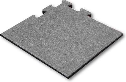 Rubber tegel 25 mm - 50 x 50 cm - Grijs - Puzzelsysteem - Hoekstuk