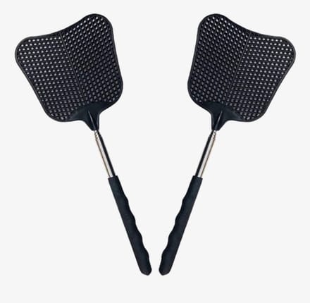 Vliegenvanger Set van 2 – Uitschuifbaar & Ergonomisch – Stevig Kunststof plastic – Zwart