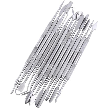 Kit de 12 outils de sculpture de cire double face en acier inoxydable pour décoration, bijouterie, laboratoire dentaire white