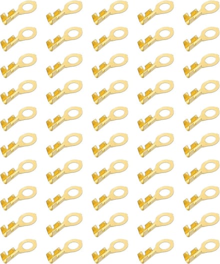 50 Stuks Koperen Ring Terminals, M4 Draadkabel met Open Barrel Ring Lugs voor Verlichting en Aarding