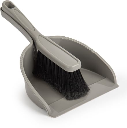 Plasticforte Stoffer en blik set - Small Size - grijs - zachte borstel - kunststof - 24 x 17 cm