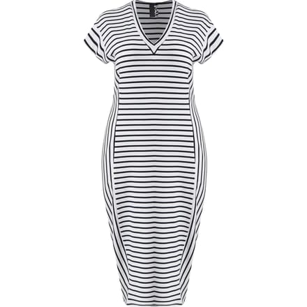 Gestreepte V-hals midi jurk dames Mat Fashion