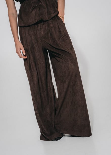 Arabel suede effect pants | Dark Brown - Dark Brown / M