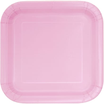 UNIQUE - 14 lichtroze vierkante kartonnen borden 22 cm voor een pastelfeest