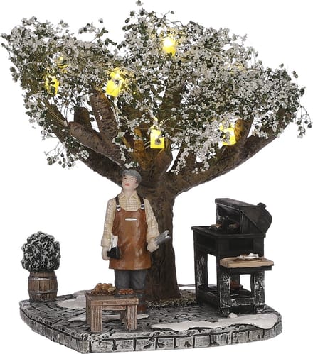 LuVille Kerstdorp Miniatuur Winter Barbecue - L14 x B11 x H15 cm