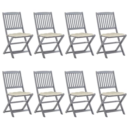 vidaXL - Inklapbare - stoelen - 8 - st - met - kussens - massief - acaciahout
