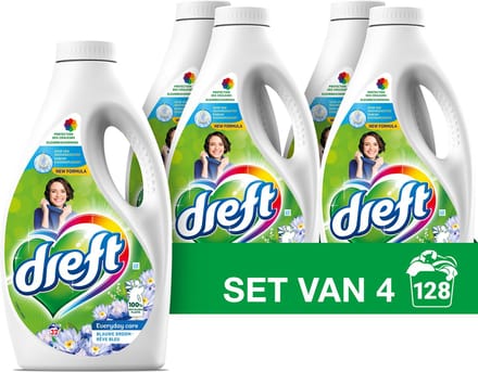 4x Dreft Vloeibaar Wasmiddel Blue Dream 32 Wasbeurten 1,6 liter
