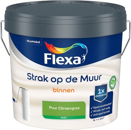 Flexa - Strak Op De Muur Binnen Mat - Puur Citroengras - Mengverf - 5 L