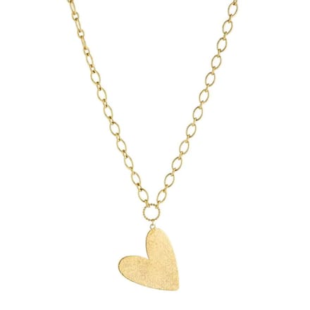 Bijoutheek Collier Grof Gehamerd Hart Goud