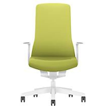 Interstuhl bureaustoel PUREis3, vaste armleuningen, 3D auto-synchroonmechanisme, kuipzitting, gestoffeerde rug, meigroen/wit